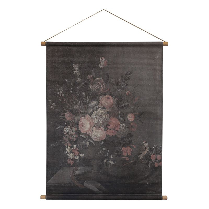 Wall Hanging / Picture. Canvas, Vintage Floral Rose Style Print. 97x76cm