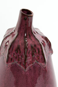Vase, Large Artichoke Vegetable Design, Violet Colour Ceramic with Glaze