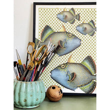 Load image into Gallery viewer, Print / Poster, 50x70cm Danish Design Art Work, Green Fish, VF.