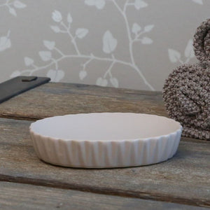 Soap Dish in Ceramic Off White with Decorative Ripple Edges, Danish Design