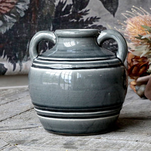 Vase or Plant Pot, Danish Glazed Pottery. 'Alsace' Pot with Handles, Opal Grey