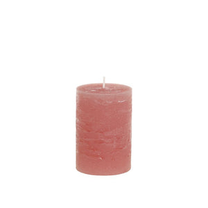 Candle, Rustic Pillar 40hrs burning time. Raspberry Pink