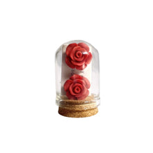 Load image into Gallery viewer, Earrings, Studs, Rose Design with Silver Coloured Ear Post, Red
