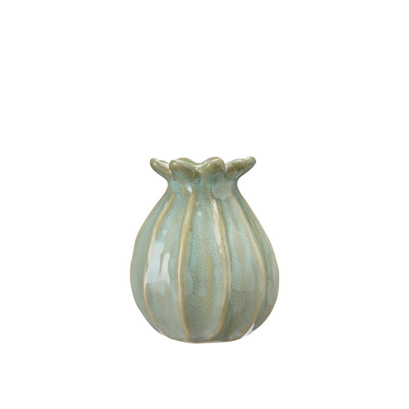 Vase, 'Poppy Bud', Stoneware. Swedish Design. Light Green. Small