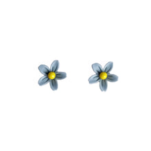 Load image into Gallery viewer, Earrings, Studs, Small Flower Design with Silver Coloured Ear Post, Blue
