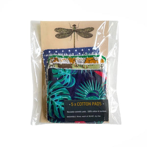 Washable Face Wipes, Handmade, 100% Cotton Outer, Bamboo Inner, 5 Pack. Animal Design.