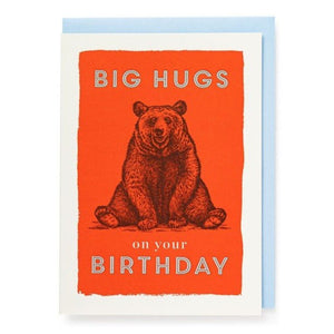 Greeting Card. Big Hugs, On your Birthday. Blank Inside