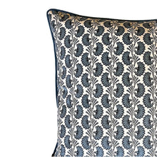 Load image into Gallery viewer, Cushion. Square Velvet, with Piping. Cream, 'Blue Horizon'. VF