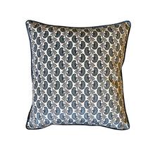 Load image into Gallery viewer, Cushion. Square Velvet, with Piping. Cream, 'Blue Horizon'. VF