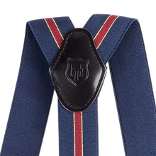 Load image into Gallery viewer, Braces for Trousers, Traditional Navy with Red Striped Design.