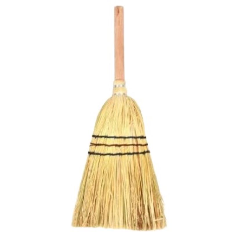 Brush / Broom, Natural Corn Short Handle Sweeping Utility Broom
