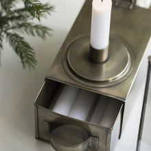 Load image into Gallery viewer, Candleholder, Danish Candle Stand with Candle Drawer in Antique Bronze.
