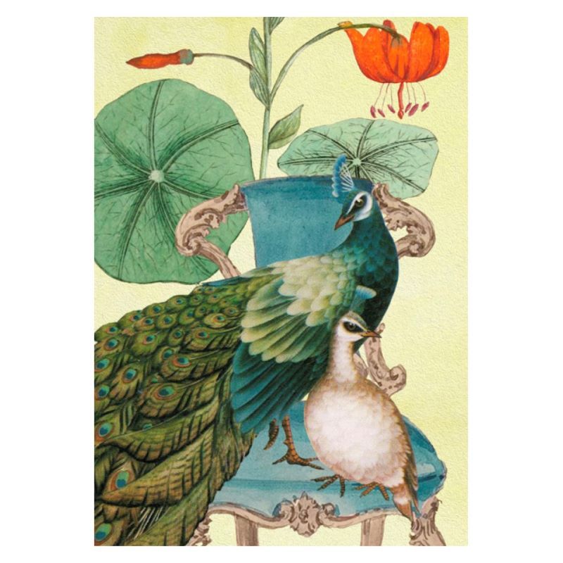 Greeting Card. Vintage Style Design. Mr & Mrs Peacock.