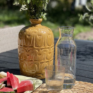 Vase, Danish Glazed Pottery, Tall, Art Deco Influence - Curry / Ochre  VF