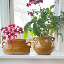 Load image into Gallery viewer, Vase or Plant Pot, Danish Glazed Pottery. Pot with Handles - Curry Colour VF
