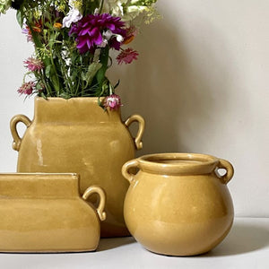 Plant Pot, Danish Glazed Pottery. Pot with Handles - Curry Colour  VF