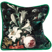 Load image into Gallery viewer, Cushion. Mini Velvet Piped Square, with a Cluster Florals, Lily & Rose 25cm GI
