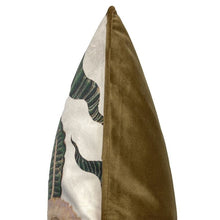 Load image into Gallery viewer, Cushion. Square Velvet, with Piping. Brown, Green, Cream Flower. VF