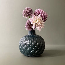 Load image into Gallery viewer, Vase, Danish Glazed Pottery, Artichoke. Pot with Handles - Dark Green VF.