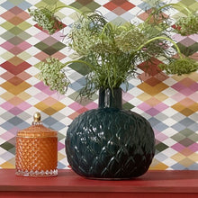 Load image into Gallery viewer, Vase, Danish Glazed Pottery, Artichoke. Pot with Handles - Dark Green VF.