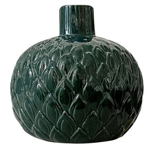 Load image into Gallery viewer, Vase, Danish Glazed Pottery, Artichoke. Pot with Handles - Dark Green VF.