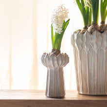 Load image into Gallery viewer, Plant Pot / Vase, Hyacinth Ribbed Stoneware, Off White, Tall