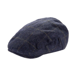 Hat, Tweed Flat Cap in Blue Check, One Size