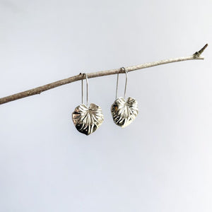 Earrings, Silver Colour Leaf Drop with Wire Fixing