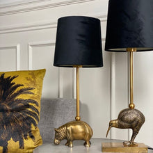 Load image into Gallery viewer, Table Lighting, Kiwi Lamp, Brass Finish with Black Velvet Shade.