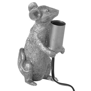 Table Lamp, 'Morris' Mouse', Light in Matt Antique Silver