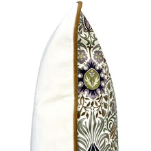 Load image into Gallery viewer, Cushion. Square Velvet, Patterned with Piping. 'Lavender' Deco Style. VF