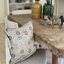 Load image into Gallery viewer, Cushion. Square Velvet, Patterned with Piping. 'Lavender' Deco Style. VF