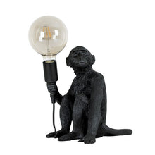 Load image into Gallery viewer, Table Lamp / Light, Sitting Monkey, Table Lamp Holding a Bulb, Black.
