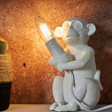 Load image into Gallery viewer, Table Lamp, Sitting Baby Monkey, in White, Holds a Bulb
