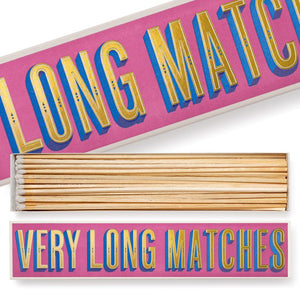 Match Box Long, Very Long Matches, Pink & Gold Box