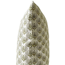 Load image into Gallery viewer, Cushion. Square Cotton, Cream & Olive Green Design 'Miranda' Print. VF