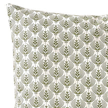 Load image into Gallery viewer, Cushion. Square Cotton, Cream & Olive Green Design 'Miranda' Print. VF