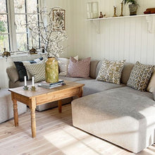Load image into Gallery viewer, Cushion. Square Cotton, Cream & Olive Green Design 'Miranda' Print. VF