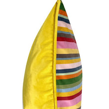 Load image into Gallery viewer, Cushion. Square Velvet, Multi Striped Coloured / Colour, with Piping. VF