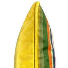 Load image into Gallery viewer, Cushion. Rectangle Velvet Stripe Cushion. Striped, Coloured Pattern. VF.
