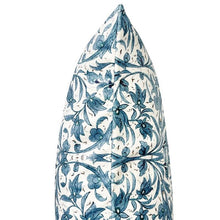 Load image into Gallery viewer, Cushion. Square Velvet, Patterned, 'Pacific' Cream, Blue Floral Design. VF