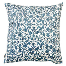 Load image into Gallery viewer, Cushion. Square Velvet, Patterned, 'Pacific' Cream, Blue Floral Design. VF