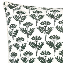 Load image into Gallery viewer, Cushion. Square Velvet, with Piping. Cream & Green Floral Design, 'Sea Moss'. VF