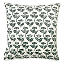 Load image into Gallery viewer, Cushion. Square Velvet, with Piping. Cream & Green Floral Design, 'Sea Moss'. VF