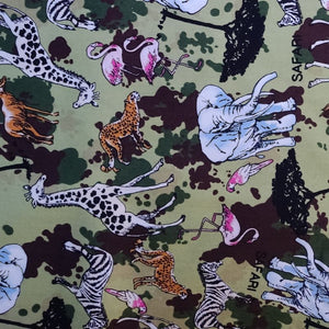 Shoelaces, Pair of 100% Cotton fabric laces, Green Safari Animal Print