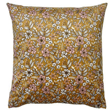 Load image into Gallery viewer, Cushion. Square Velvet, Patterned, 'Spruce' Golden Yellow Floral Design. VF