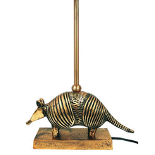 Load image into Gallery viewer, Table Lighting, Armadillo Lamp, Brass Finish with Black Velvet Shade.
