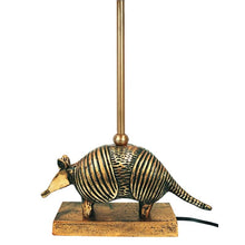 Load image into Gallery viewer, Table Lighting, Armadillo Lamp, Brass Finish with Black Velvet Shade.