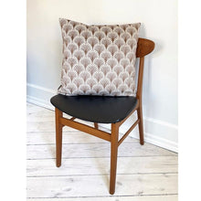 Load image into Gallery viewer, Cushion. Square Velvet, with Piping. Art Deco Cream, Brown Fan Style. VF