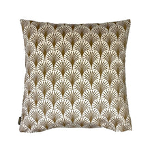 Load image into Gallery viewer, Cushion. Square Velvet, with Piping. Art Deco Cream, Brown Fan Style. VF